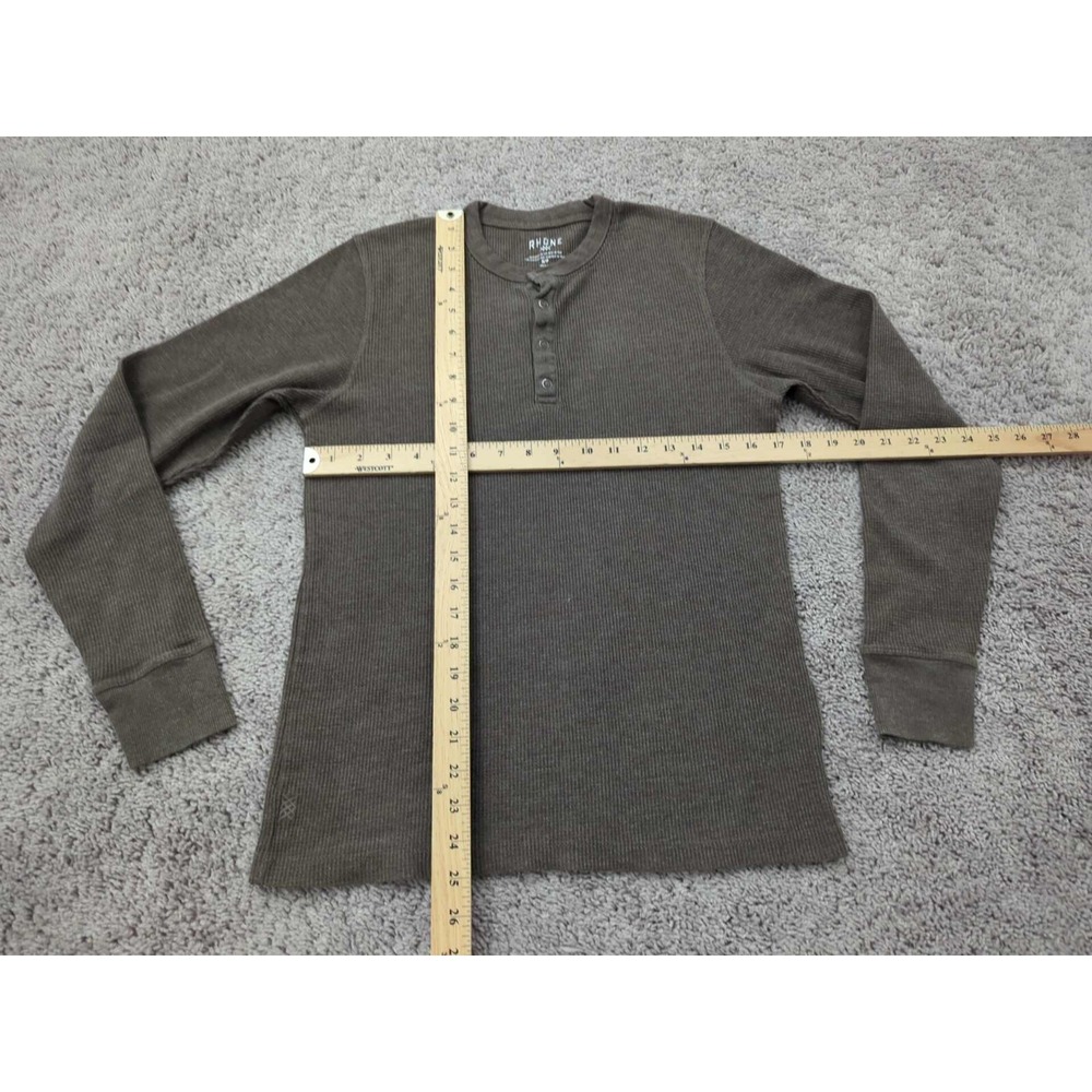 Rhone Henley Shirt Mens‎ Small Brown Textured Long Sleeve Knit Classic Thermal - Picture 3 of 6